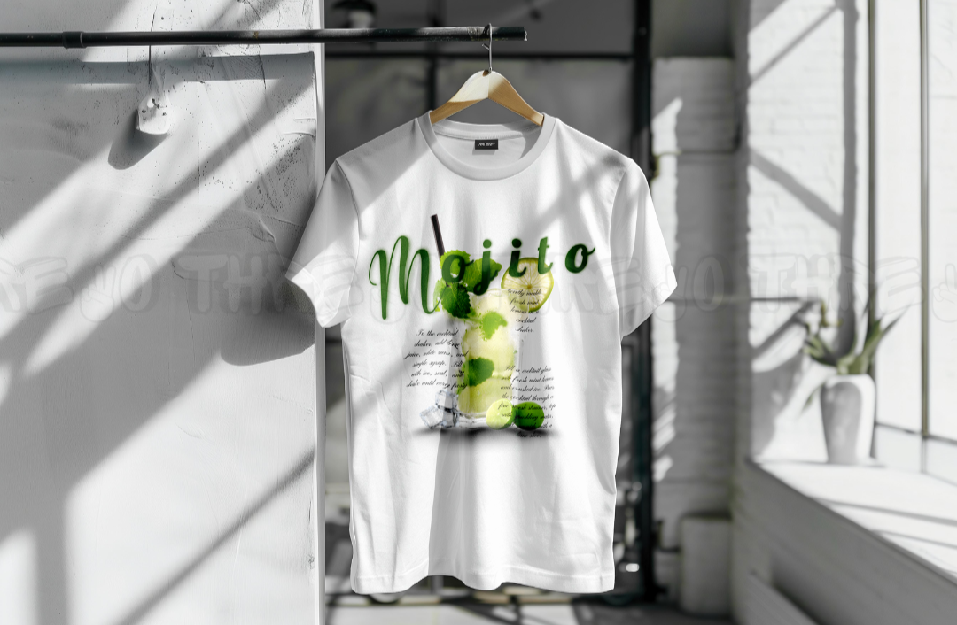 Mojito Graphic Unisex Oversized T-Shirt – Refreshing Cocktail Design, Trendy Summer Streetwear Tee, Casual Loose Fit Top for Men & Women, Party Vibes Fashion