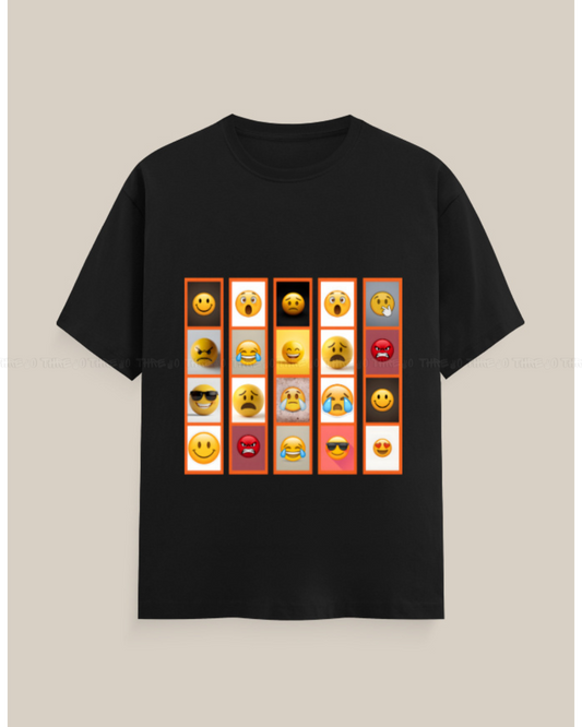 Emoji Graphic T-Shirt – Unisex Crew Neck Tee with Fun Expression Print