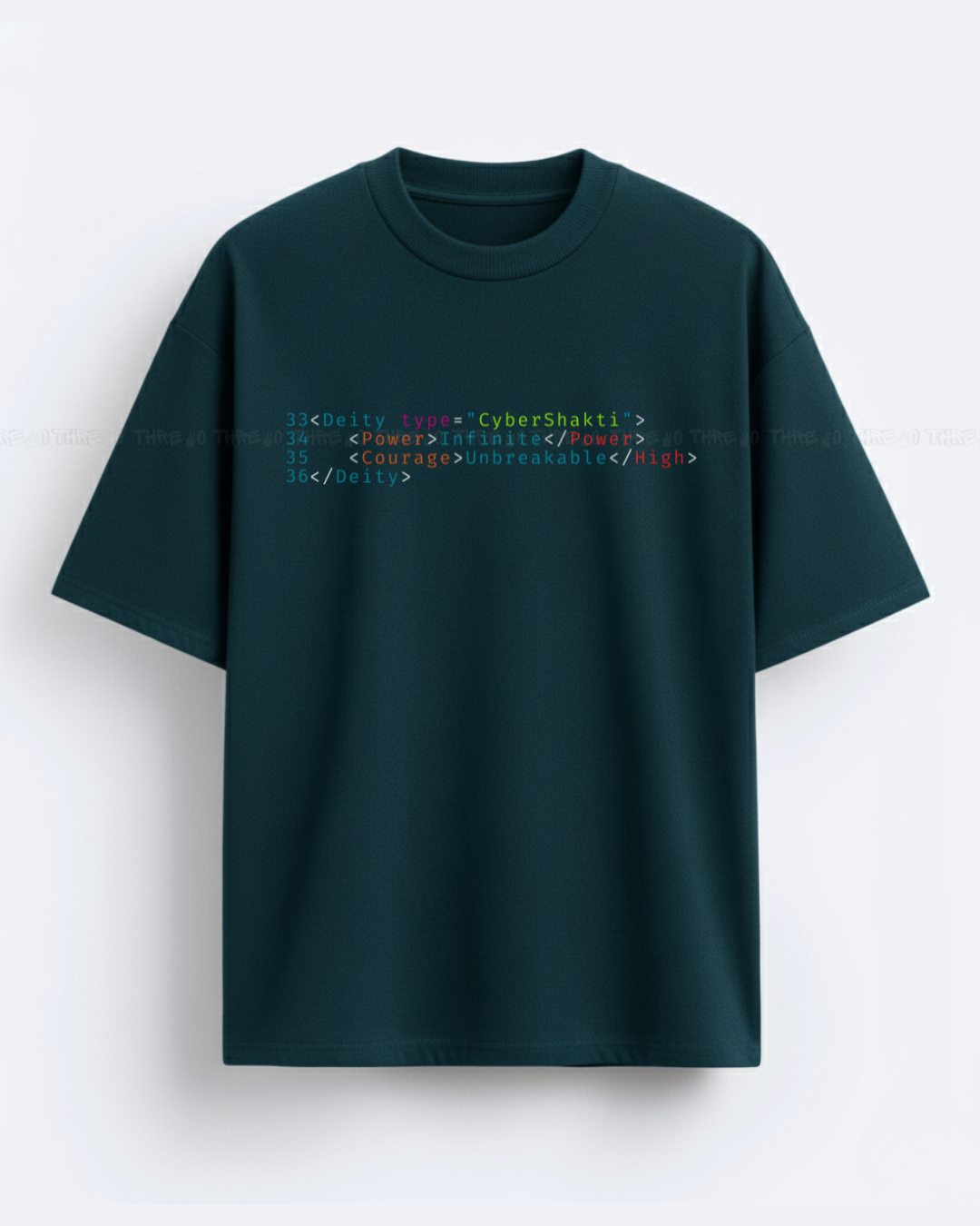 Cyber Shakti Oversized T-Shirt – Futuristic Goddess Digital Art Graphic Streetwear Tee