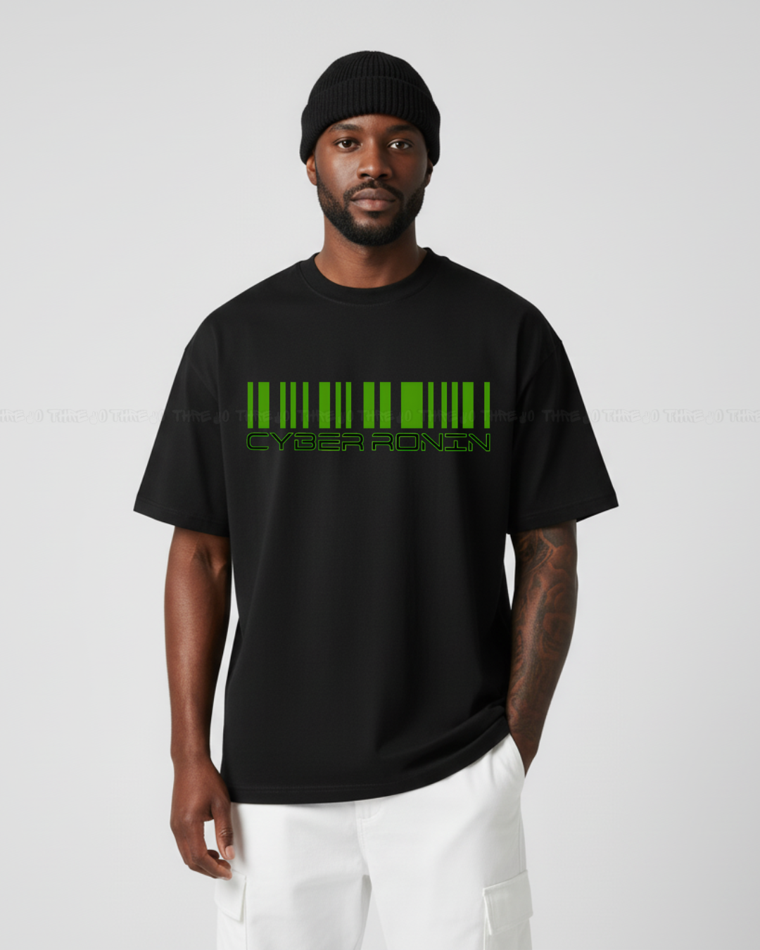 Cyber Ronin Oversized T-Shirt – Futuristic Streetwear Graphic Tee Featuring Neon Samurai Warrior Design – Trendy Sci-Fi Aesthetic Unisex Casual Shirt – Urban Cyberpunk Style for Fans of Techwear