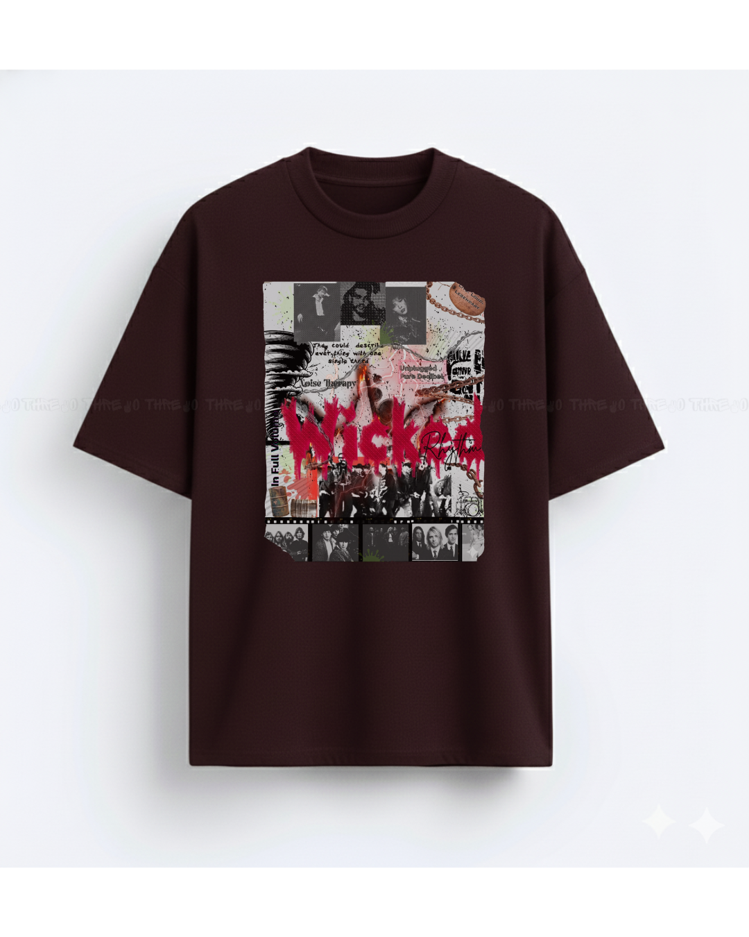 Wicked Collage Graphic Oversized T-Shirt – Retro Grunge Streetwear Tee for Bold & Edgy Looks