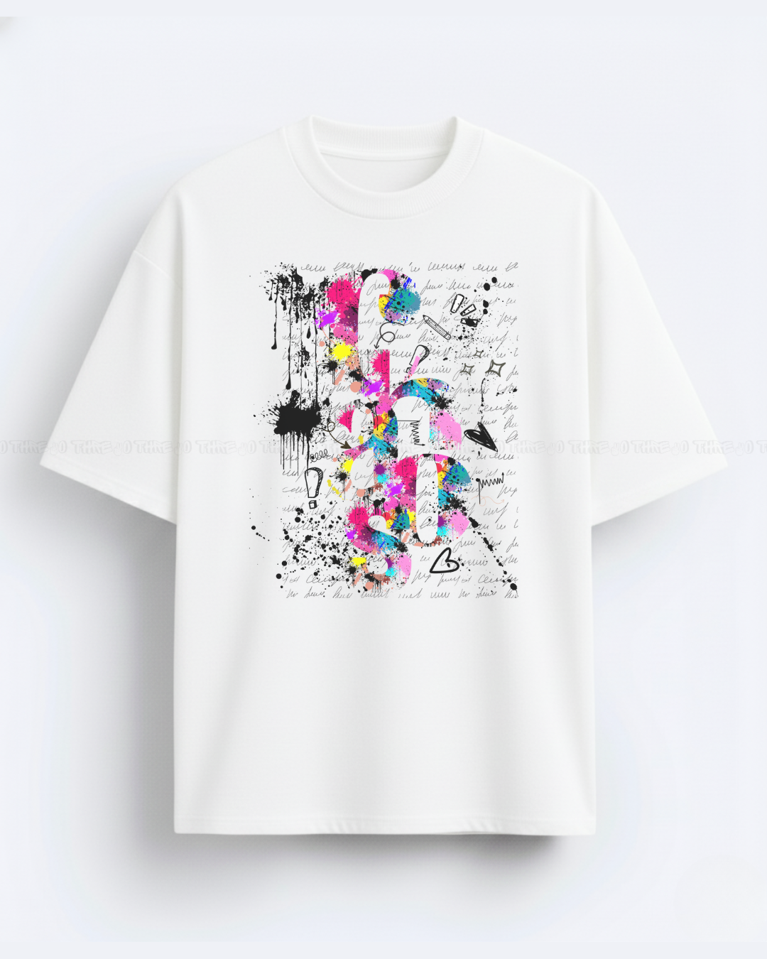 Women’s Oversized Graffiti Art T-Shirt – Color Splash Streetwear Tee