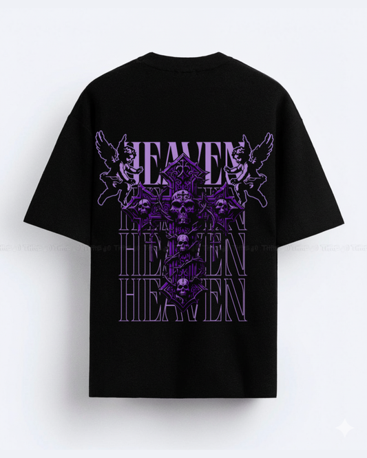 HEAVEN Oversized T-Shirt – Gothic Skull & Angel Graphic Tee | Dark Streetwear Vintage Aesthetic | Edgy Typography Unisex Shirt for Men & Women