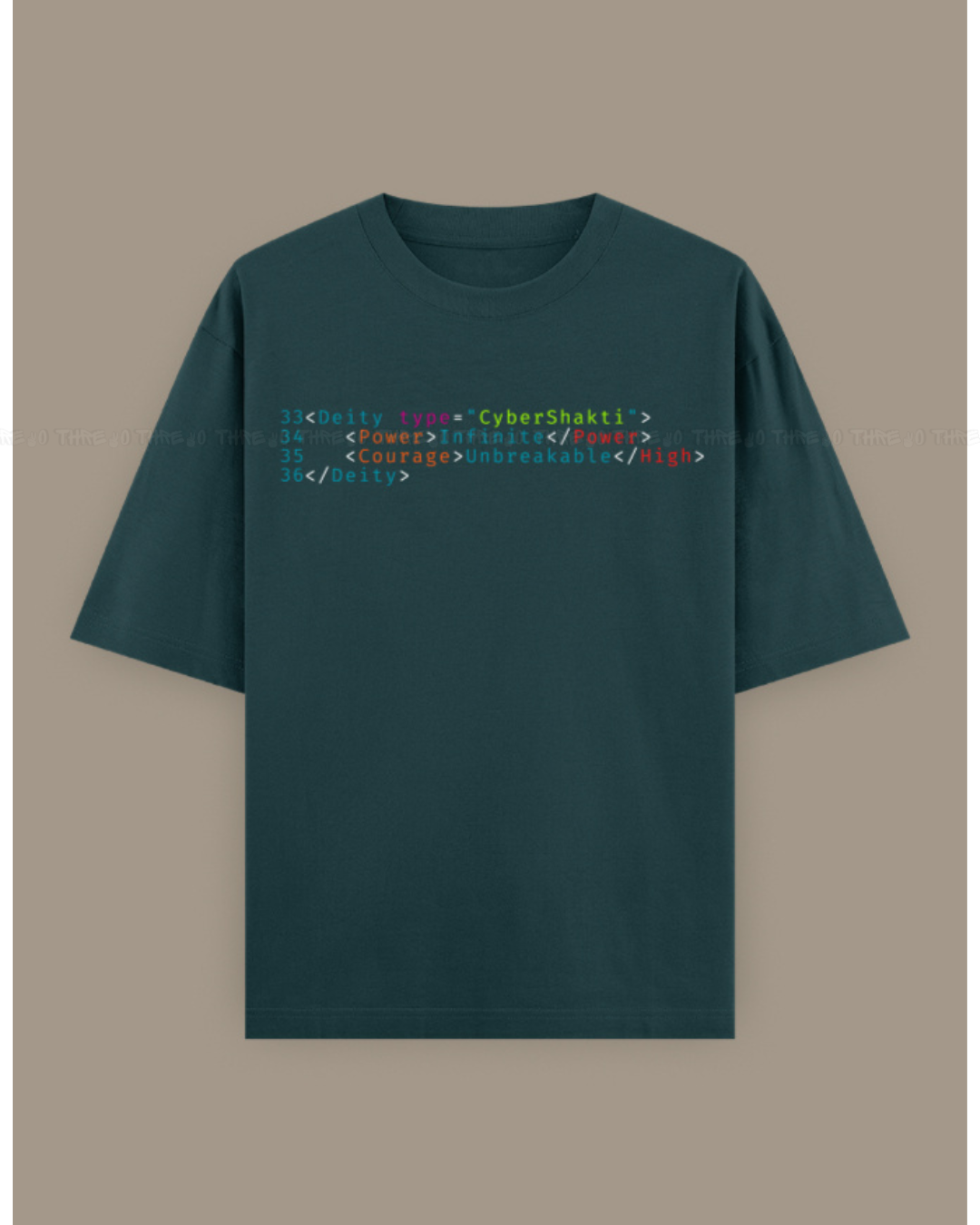 Cyber Shakti Oversized T-Shirt – Futuristic Goddess Digital Art Graphic Streetwear Tee