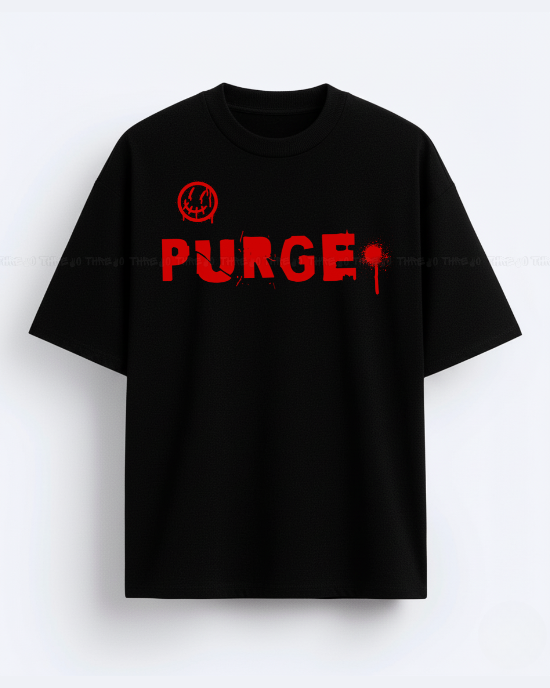 Oversized Purge Graphic T-Shirt – Horror Mask Streetwear Tee for Halloween & Urban Fashion