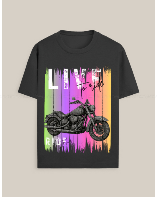 Live to Ride Motorcycle Graphic T-Shirt – Unisex Crew Neck Biker Tee for Men & Women