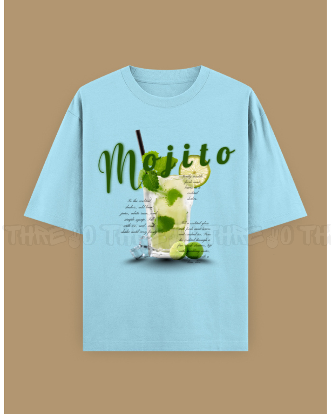 Mojito Graphic Unisex Oversized T-Shirt – Refreshing Cocktail Design, Trendy Summer Streetwear Tee, Casual Loose Fit Top for Men & Women, Party Vibes Fashion
