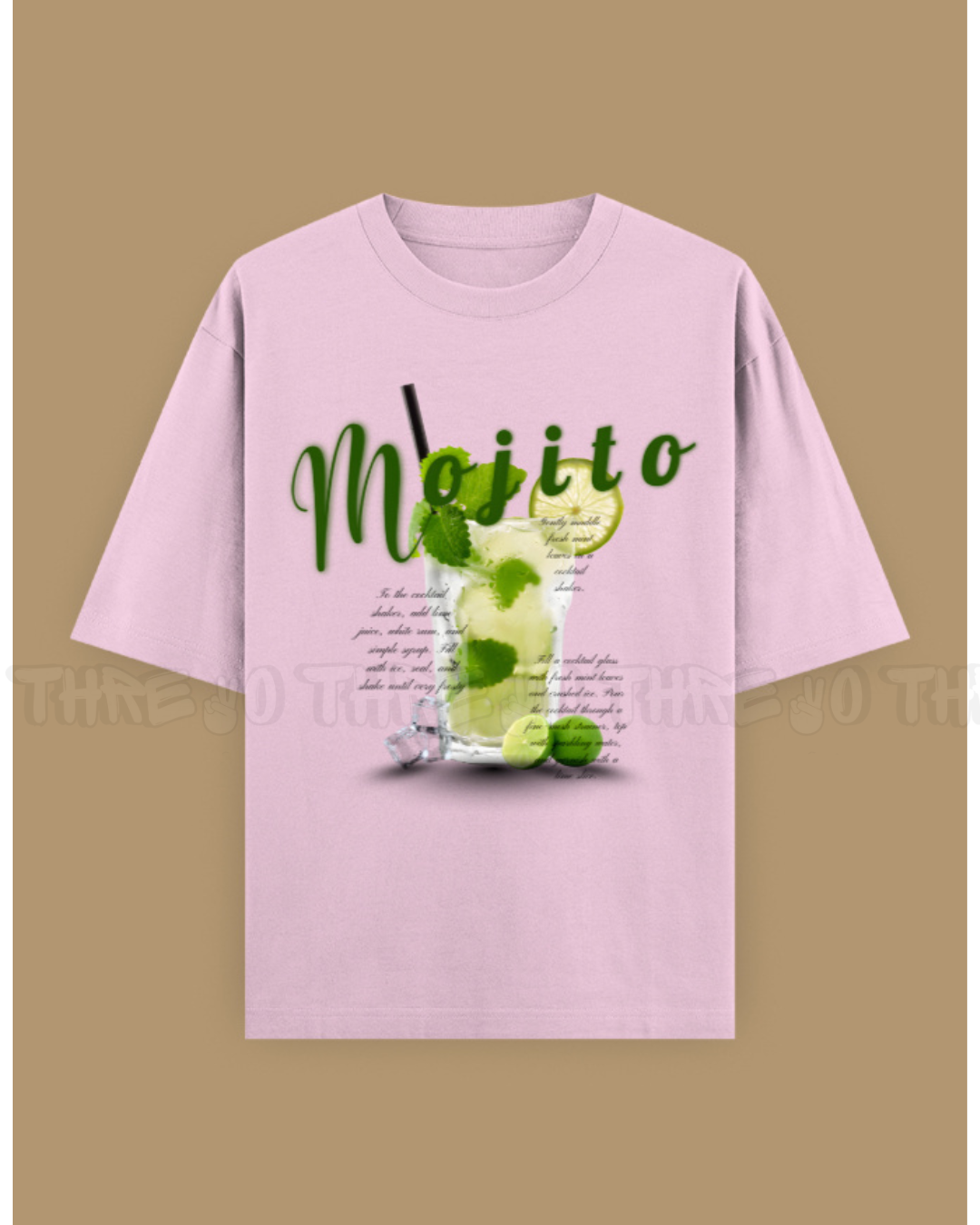 Mojito Graphic Unisex Oversized T-Shirt – Refreshing Cocktail Design, Trendy Summer Streetwear Tee, Casual Loose Fit Top for Men & Women, Party Vibes Fashion