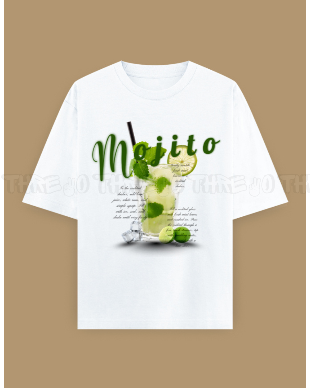 Mojito Graphic Unisex Oversized T-Shirt – Refreshing Cocktail Design, Trendy Summer Streetwear Tee, Casual Loose Fit Top for Men & Women, Party Vibes Fashion