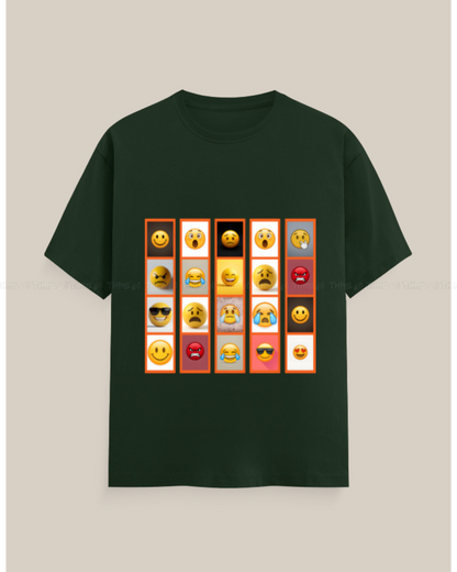 Emoji Graphic T-Shirt – Unisex Crew Neck Tee with Fun Expression Print