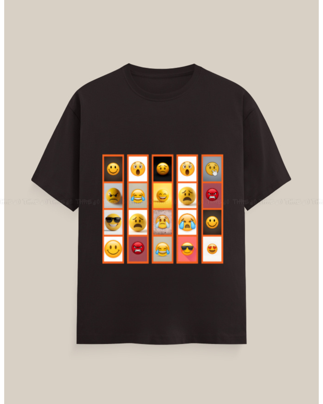 Emoji Graphic T-Shirt – Unisex Crew Neck Tee with Fun Expression Print