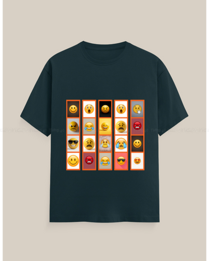 Emoji Graphic T-Shirt – Unisex Crew Neck Tee with Fun Expression Print