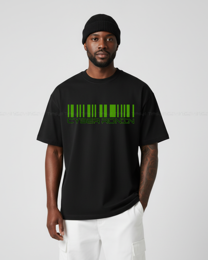 Cyber Ronin Oversized T-Shirt – Futuristic Streetwear Graphic Tee Featuring Neon Samurai Warrior Design – Trendy Sci-Fi Aesthetic Unisex Casual Shirt – Urban Cyberpunk Style for Fans of Techwear