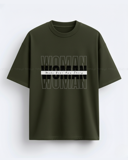 Woman Empowerment Oversized T-Shirt – Bold Graphic Typography Women’s Streetwear Tee