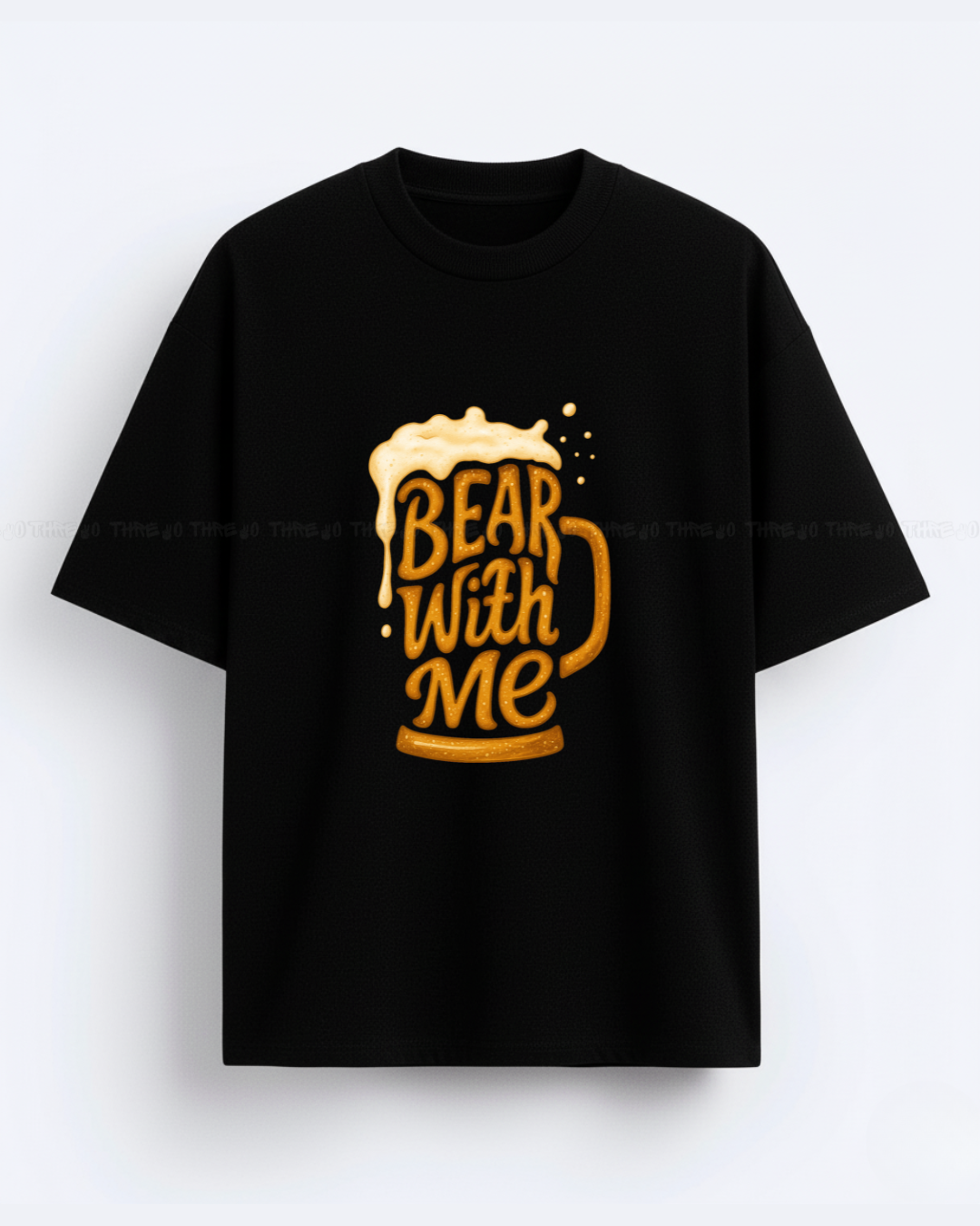Bear With Me Graphic Oversized T-Shirt – Fun Beer Mug Print Tee for Casual Streetwear Lovers