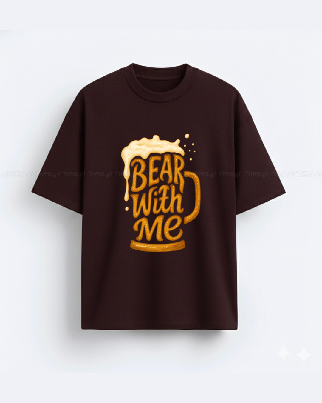 Bear With Me Graphic Oversized T-Shirt – Fun Beer Mug Print Tee for Casual Streetwear Lovers