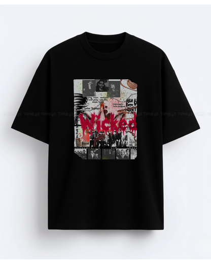 Wicked Collage Graphic Oversized T-Shirt – Retro Grunge Streetwear Tee for Bold & Edgy Looks