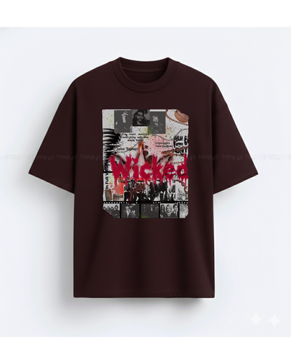 Wicked Collage Graphic Oversized T-Shirt – Retro Grunge Streetwear Tee for Bold & Edgy Looks
