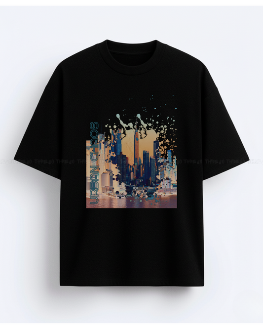 Urban Chaos Cityscape Graphic T-Shirt – Trendy Unisex Streetwear Tee for Bold Urban Style