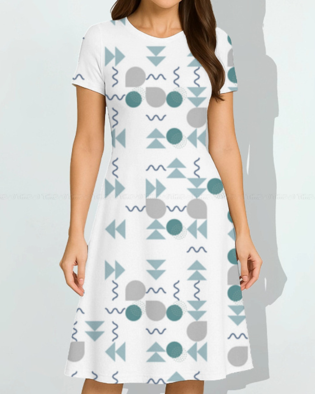 Geometric Breeze A-Line Dress – Minimal Abstract Summer Wear