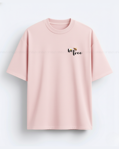 Bee Free Women’s Oversized T-Shirt – Minimal Graphic Tee with Cute Bee Print & Positive Vibes