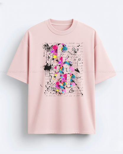 Women’s Oversized Graffiti Art T-Shirt – Color Splash Streetwear Tee