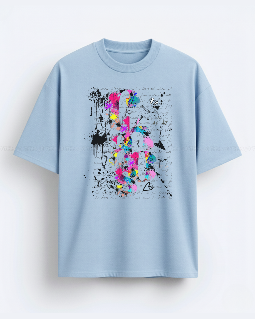 Women’s Oversized Graffiti Art T-Shirt – Color Splash Streetwear Tee