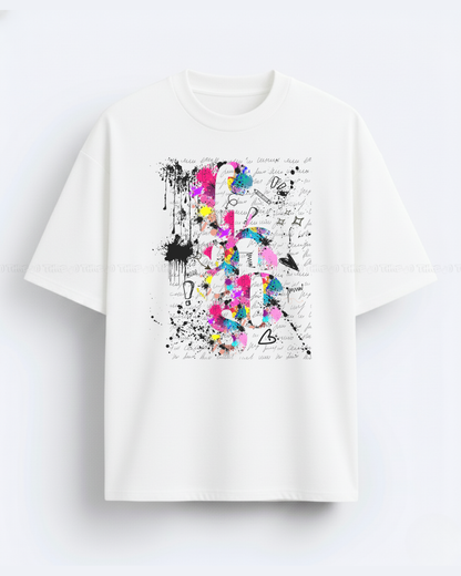 Women’s Oversized Graffiti Art T-Shirt – Color Splash Streetwear Tee