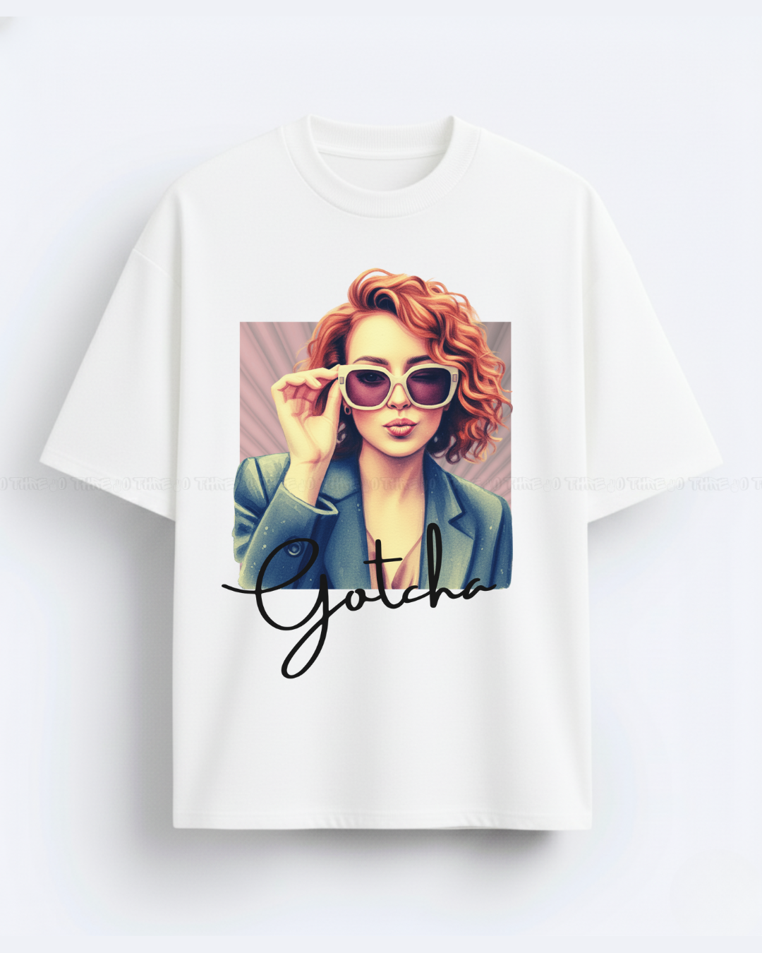 Gotcha Oversized T-Shirt for Women – Trendy Retro Portrait Tee