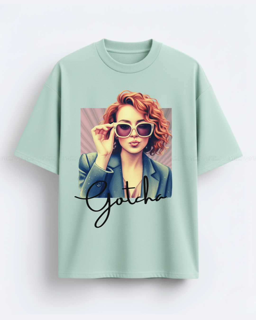 Gotcha Oversized T-Shirt for Women – Trendy Retro Portrait Tee
