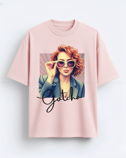 Gotcha Oversized T-Shirt for Women – Trendy Retro Portrait Tee
