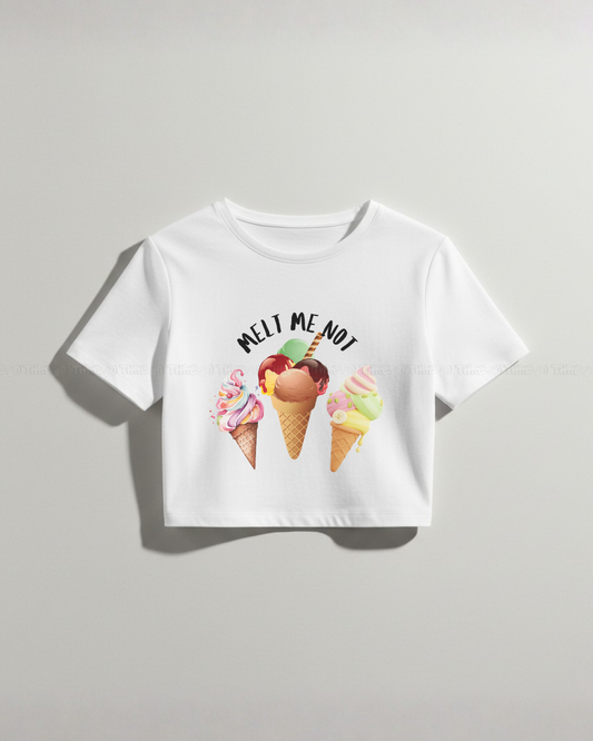 Melt Me Not Ice Cream Graphic Crop Top for Women – Cute Summer Aesthetic Tee