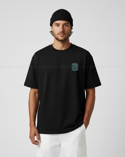 Jörmungandr Oversized T-Shirt – Norse Mythology World Serpent Graphic Tee | Viking Dragon Ocean God Design | Dark Streetwear Vintage Aesthetic Shirt
