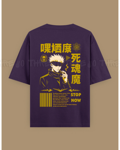 Gojo Satoru Smoking Anime Graphic T-Shirt – Japanese Streetwear Oversized Tee