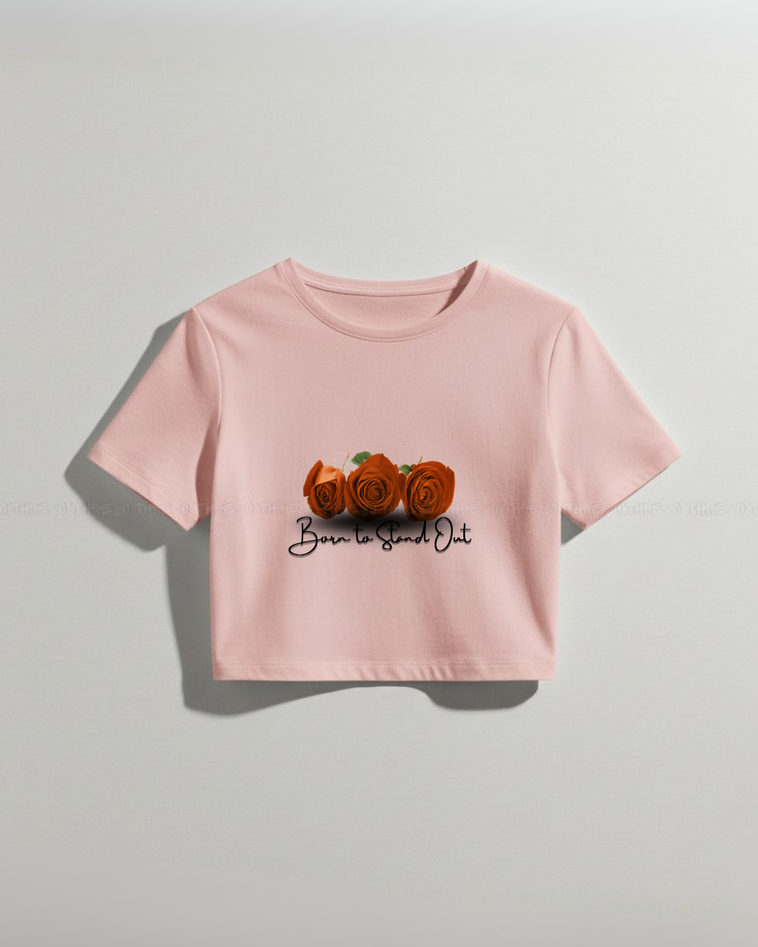 Born to Stand Out Floral Graphic Crop Top – Trendy Pink Short Sleeve T-Shirt for Women – Casual Streetwear Inspired Baby Tee