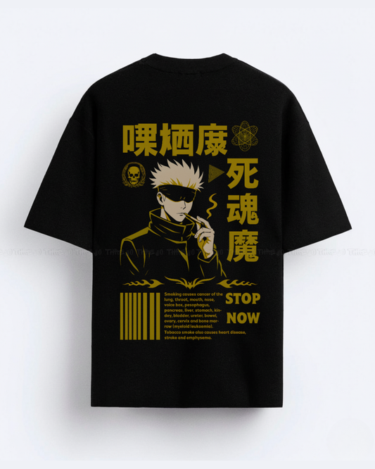 Gojo Satoru Smoking Anime Graphic T-Shirt – Japanese Streetwear Oversized Tee