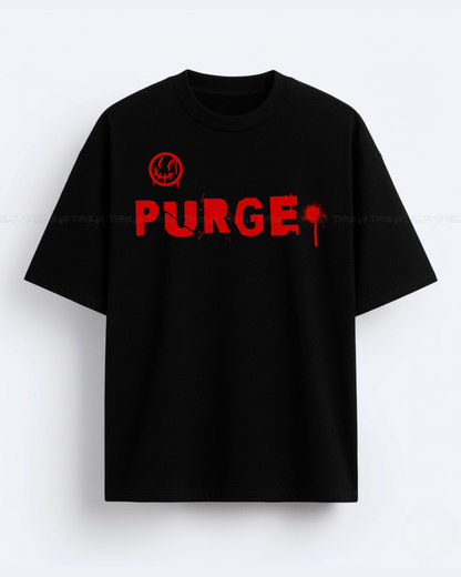 Oversized Purge Graphic T-Shirt – Horror Mask Streetwear Tee for Halloween & Urban Fashion