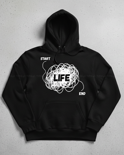 Life Unraveled Unisex Hoodie – Start to End Minimal Graphic Hoodie for Deep Thinkers