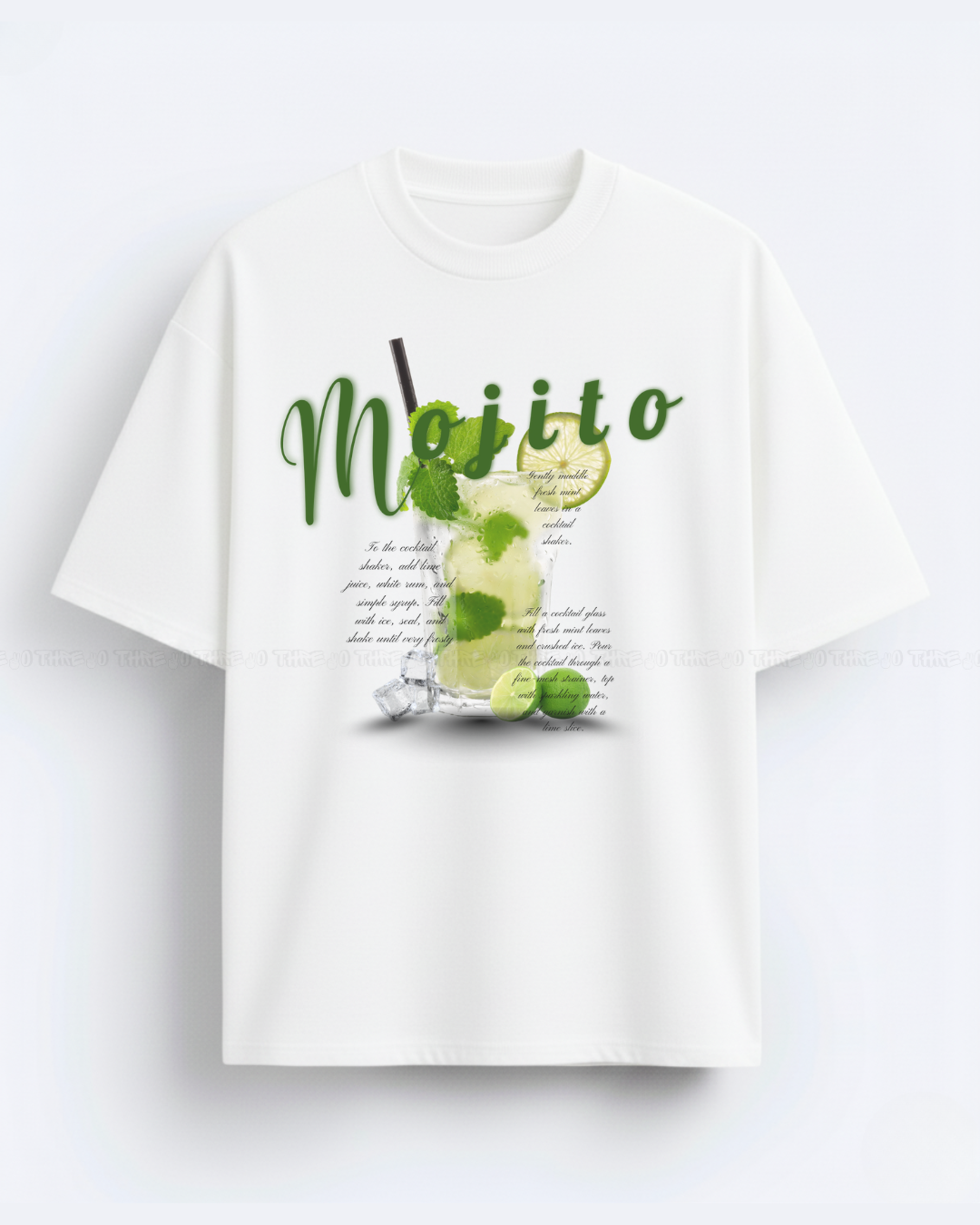 Mojito Graphic Unisex Oversized T-Shirt – Refreshing Cocktail Design, Trendy Summer Streetwear Tee, Casual Loose Fit Top for Men & Women, Party Vibes Fashion