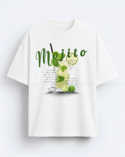 Mojito Graphic Unisex Oversized T-Shirt – Refreshing Cocktail Design, Trendy Summer Streetwear Tee, Casual Loose Fit Top for Men & Women, Party Vibes Fashion