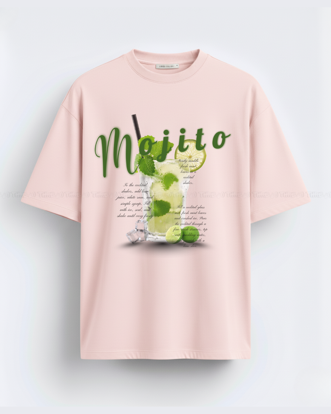 Mojito Graphic Unisex Oversized T-Shirt – Refreshing Cocktail Design, Trendy Summer Streetwear Tee, Casual Loose Fit Top for Men & Women, Party Vibes Fashion