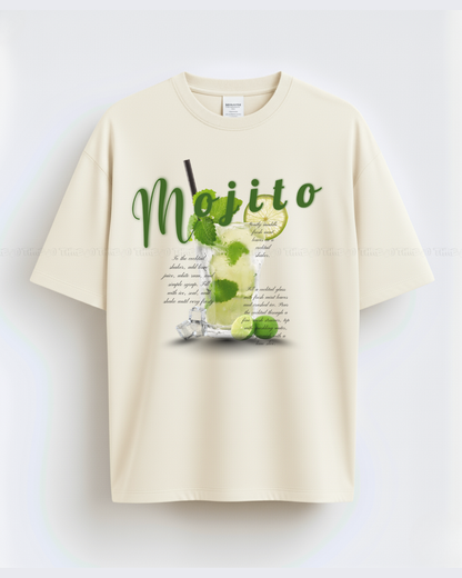 Mojito Graphic Unisex Oversized T-Shirt – Refreshing Cocktail Design, Trendy Summer Streetwear Tee, Casual Loose Fit Top for Men & Women, Party Vibes Fashion