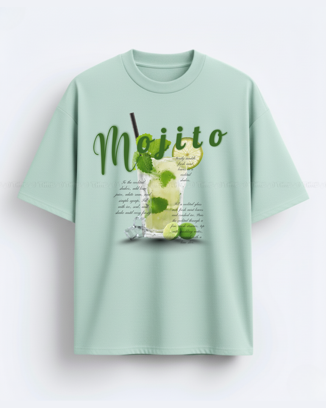 Mojito Graphic Unisex Oversized T-Shirt – Refreshing Cocktail Design, Trendy Summer Streetwear Tee, Casual Loose Fit Top for Men & Women, Party Vibes Fashion