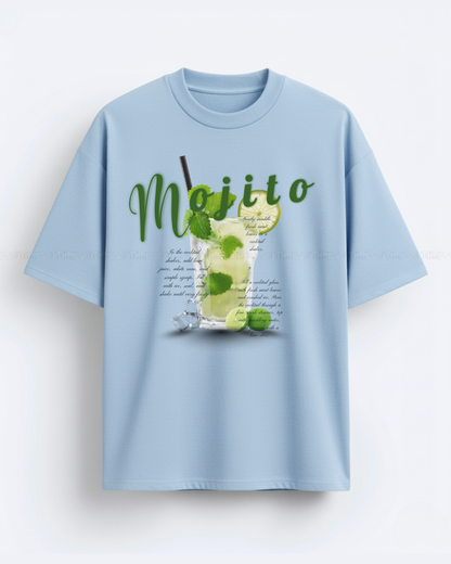 Mojito Graphic Unisex Oversized T-Shirt – Refreshing Cocktail Design, Trendy Summer Streetwear Tee, Casual Loose Fit Top for Men & Women, Party Vibes Fashion