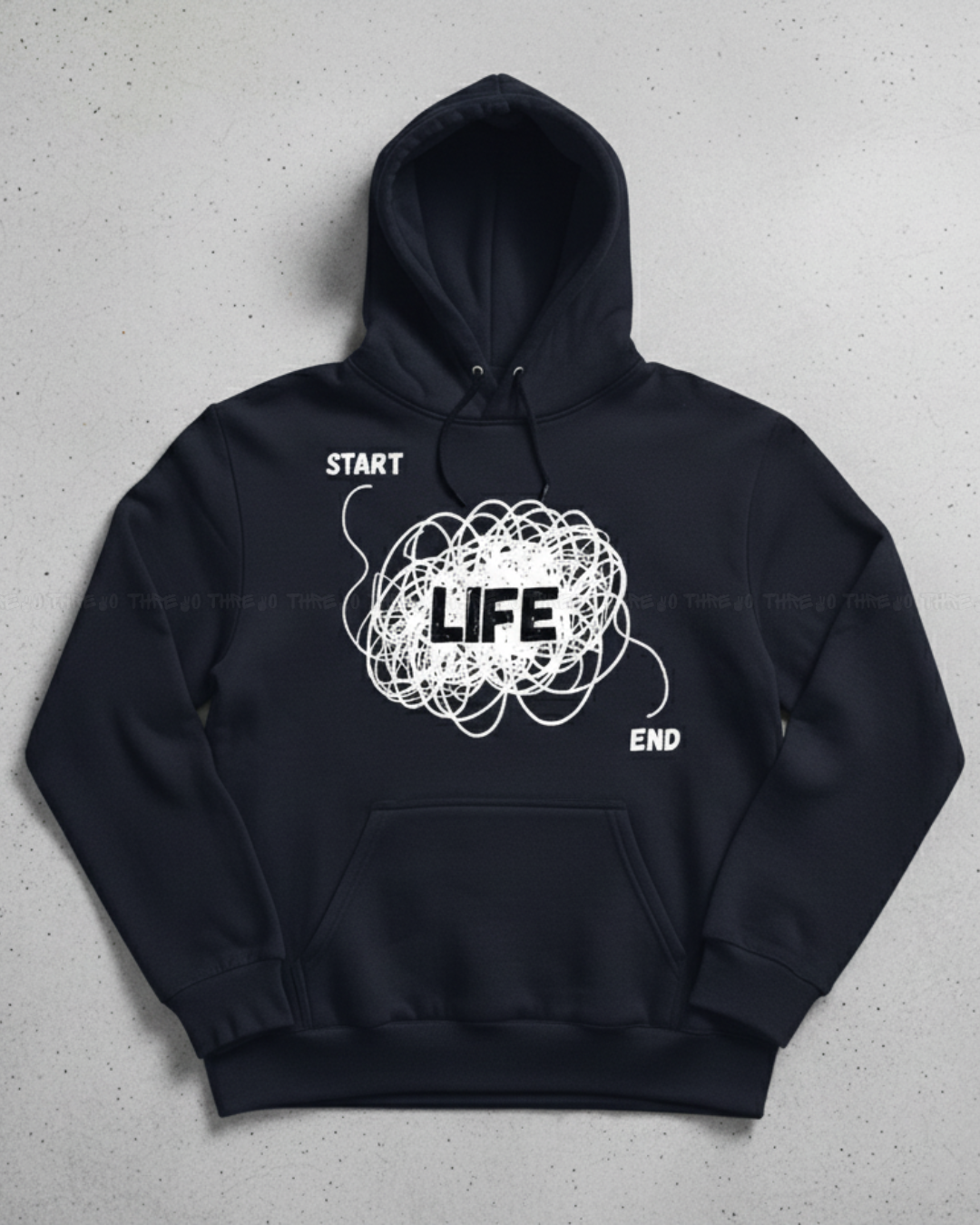 Life Unraveled Unisex Hoodie – Start to End Minimal Graphic Hoodie for Deep Thinkers