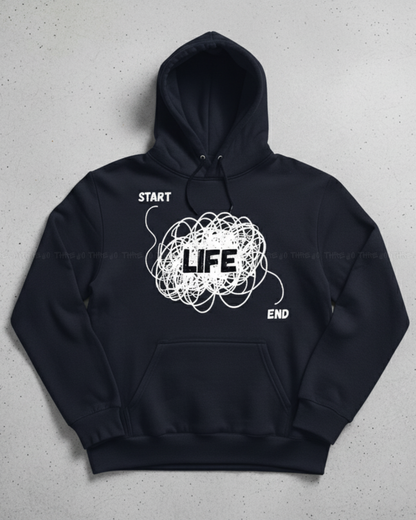 Life Unraveled Unisex Hoodie – Start to End Minimal Graphic Hoodie for Deep Thinkers