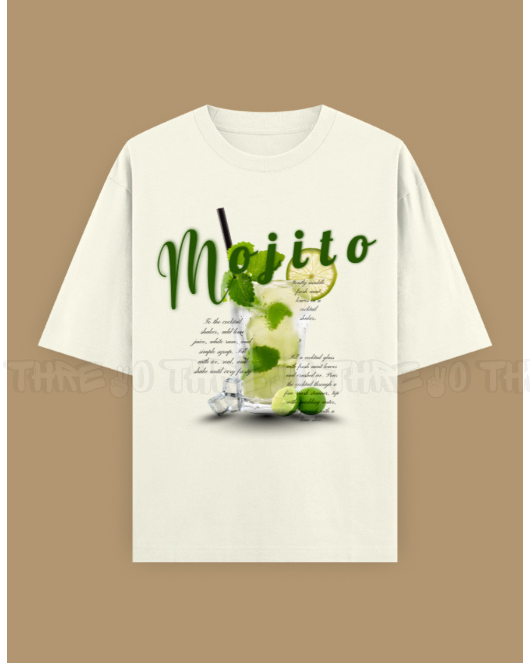 Mojito Graphic Unisex Oversized T-Shirt – Refreshing Cocktail Design, Trendy Summer Streetwear Tee, Casual Loose Fit Top for Men & Women, Party Vibes Fashion