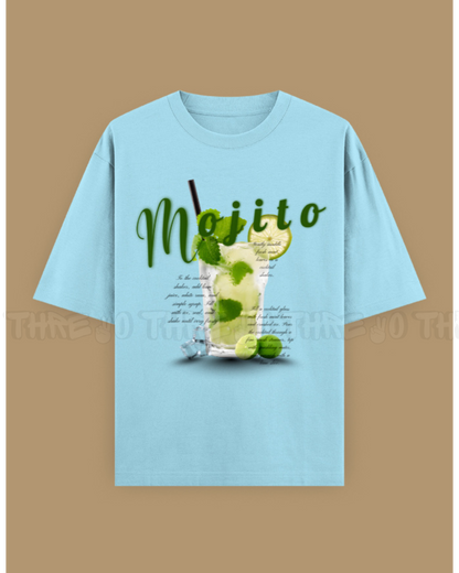 Mojito Graphic Unisex Oversized T-Shirt – Refreshing Cocktail Design, Trendy Summer Streetwear Tee, Casual Loose Fit Top for Men & Women, Party Vibes Fashion