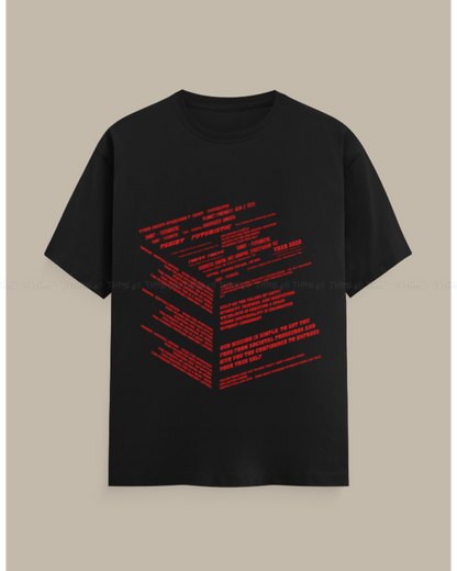 Futuristic Typography Graphic T-Shirt – Unisex Crew Neck Streetwear Tee with Red Tech Print