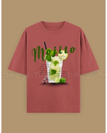 Mojito Graphic Unisex Oversized T-Shirt – Refreshing Cocktail Design, Trendy Summer Streetwear Tee, Casual Loose Fit Top for Men & Women, Party Vibes Fashion